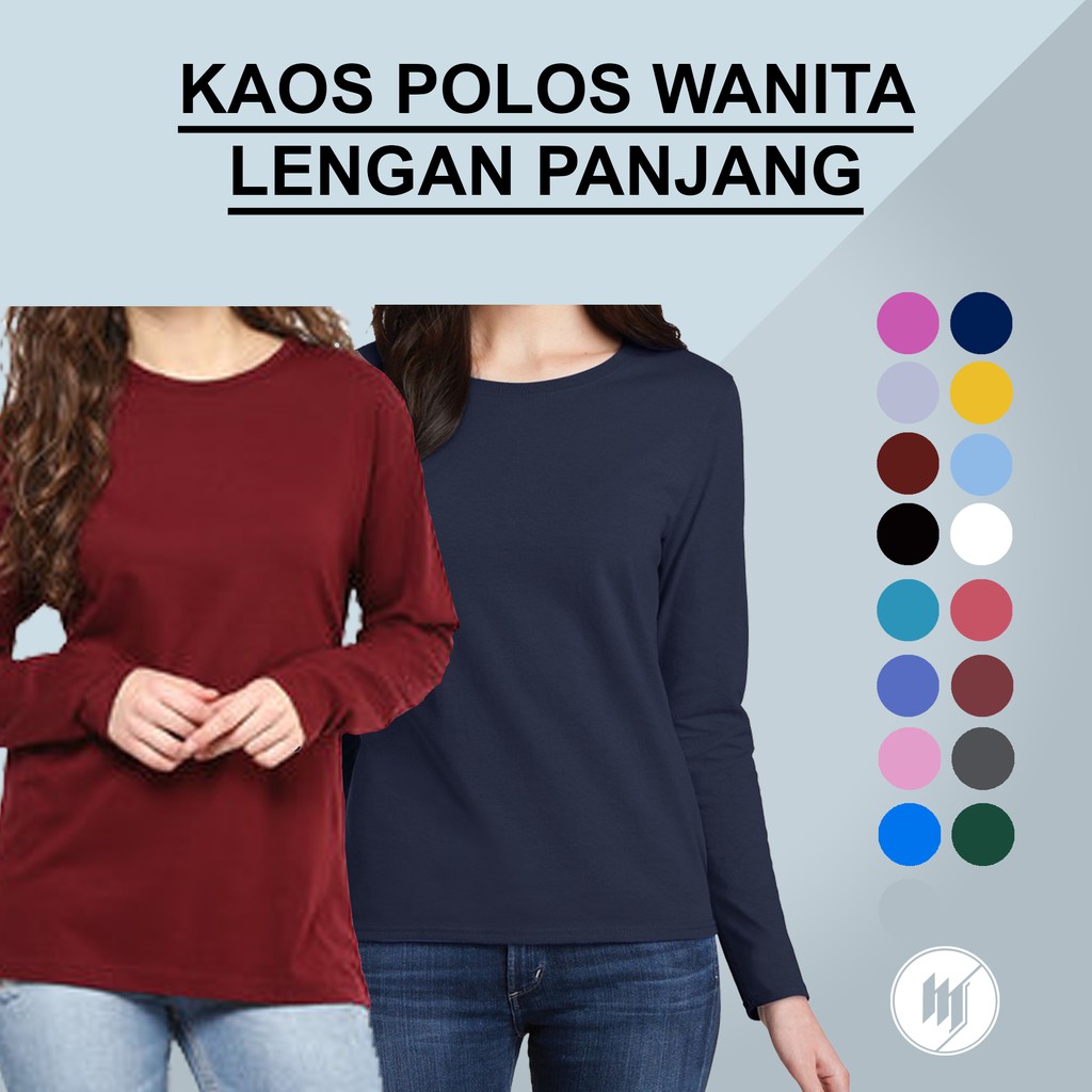  Kaos  Polos Wanita  Lengan  Panjang  Shopee  Indonesia