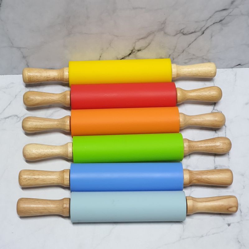 rolling pin silicon gagang kayu 38cm / alat gilas adonan kue