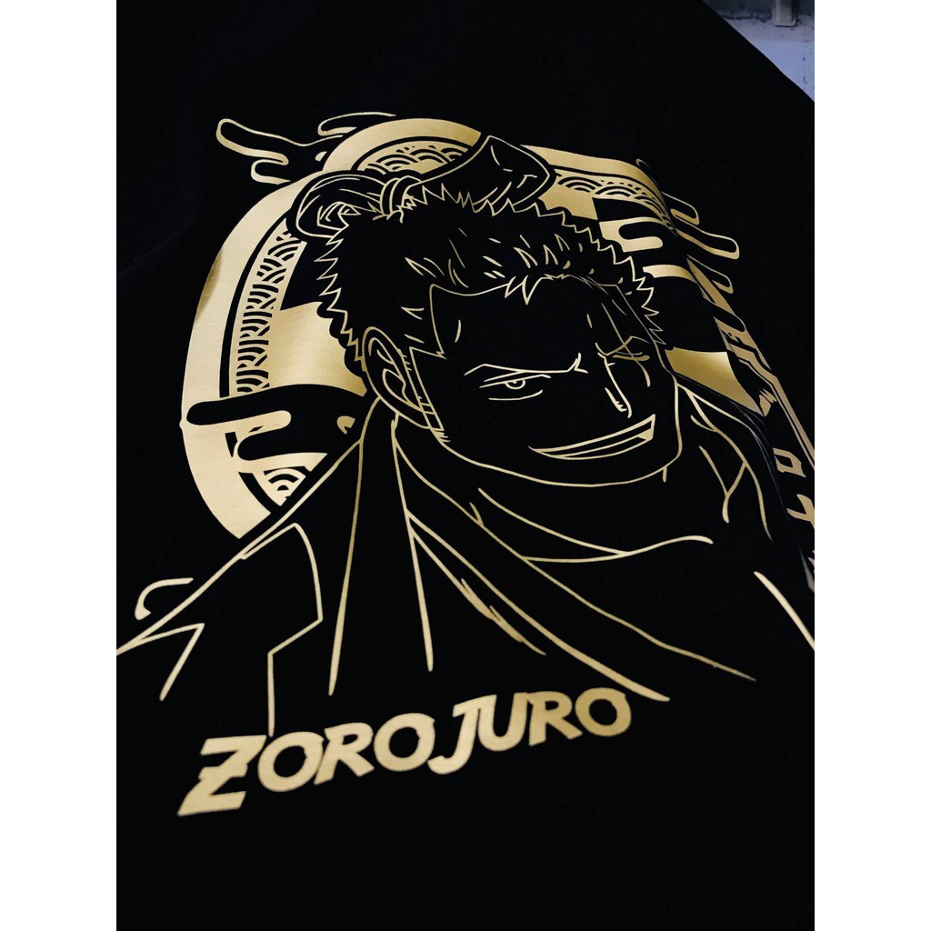 Kaos Roronoa Zoro Juro Gold Black Onepiece Mugiwara