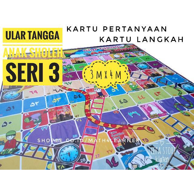 [3 m x 4 m] Ular Tangga Anak Sholeh Seri 3 Ukuran XL Karpet Jumbo Raksasa