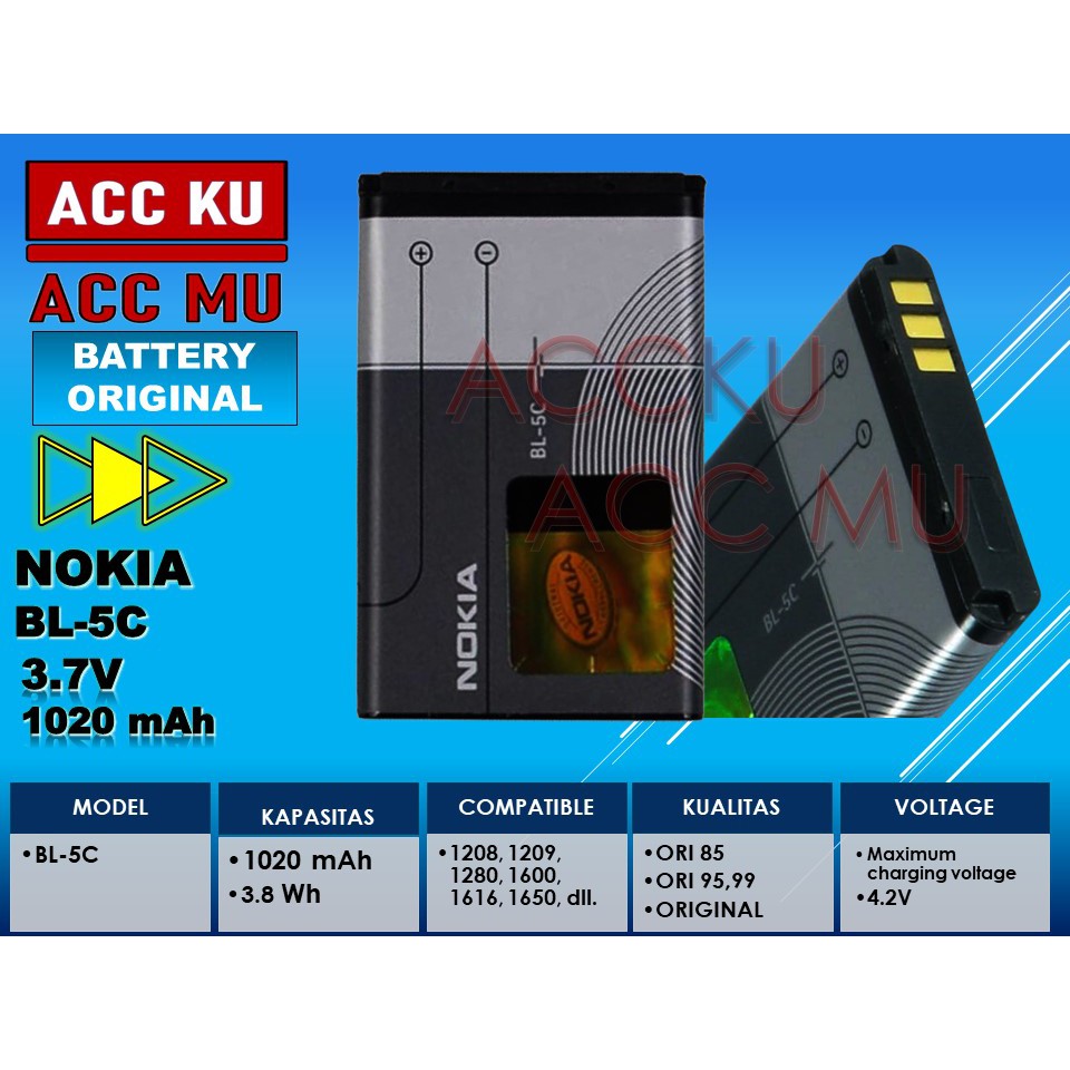 BATERAI NOKIA BL5C BATTERY NOKIA BL-5C ORIGINAL 100%