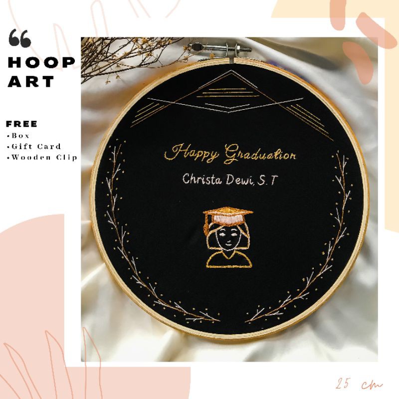 [20 cm] Hadiah Kado Custom Embroidery Ulang Tahun Wisuda Pernikahan Anniversary Unik Pacar