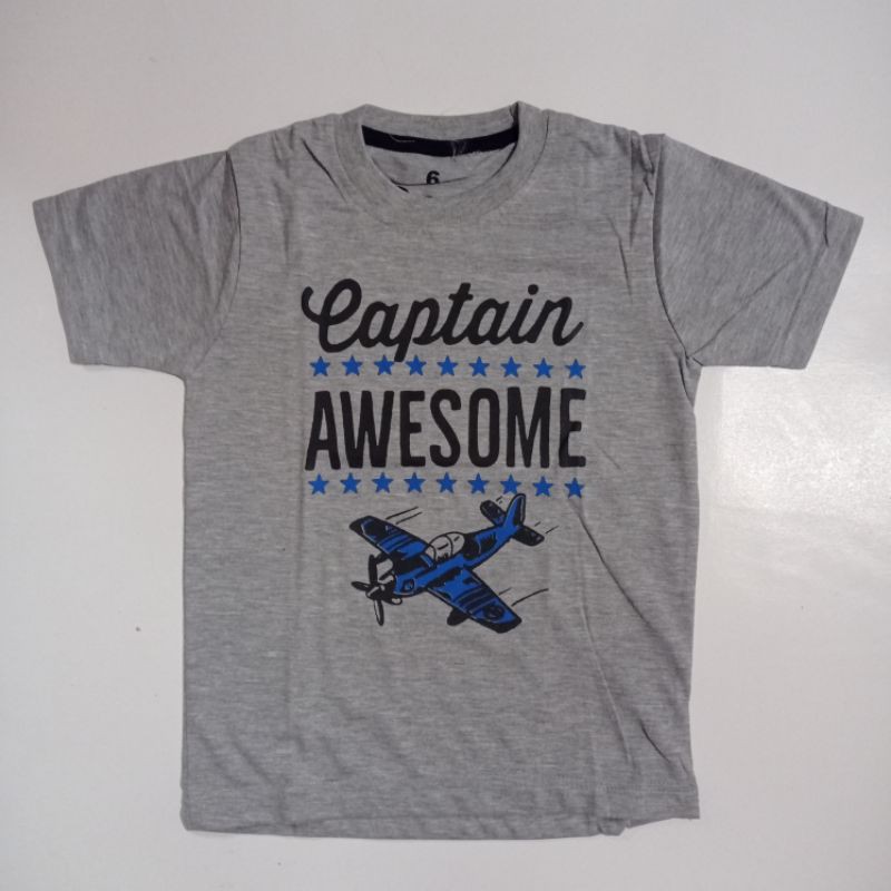 Kaos Anak laki laki Captain Awesome Cartoon Pesawat