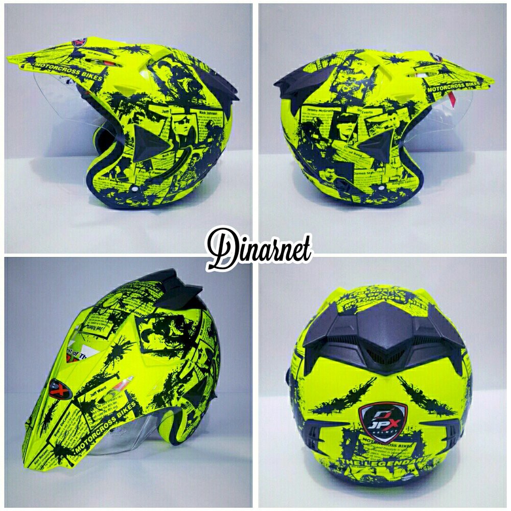 Jual Helm Semi Cross Jpx Double Visor Trail Trabas Supermoto Klx Legendary terlaris