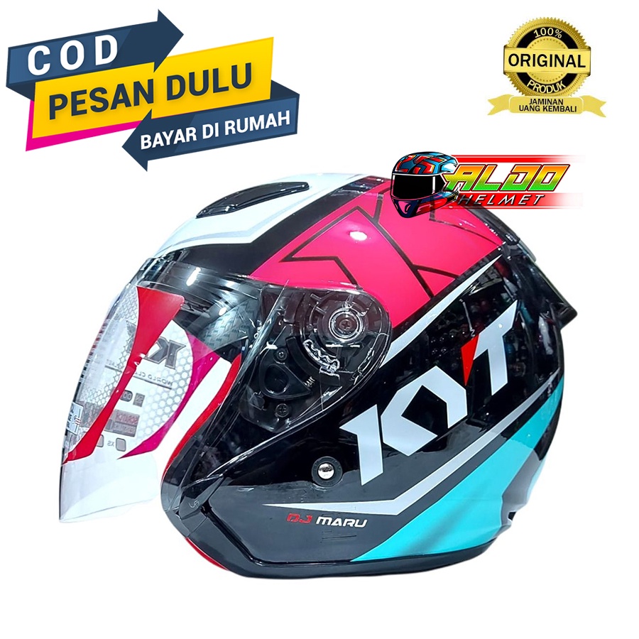 HELM KYT DJ MARU MOTIF #17 BLACK AQUA FUXIA | DJMARU MOTIF ORIGINAL | DJ MARU TERLARIS | HALF FACE