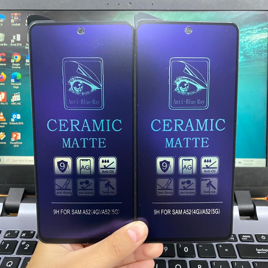 SAMSUNG A31 A32 A52 A72 Ceramic Matte Blue Ray Screen Guard Anti Radiasi Full Cover