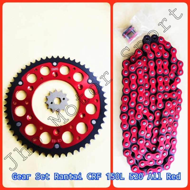 Gear Set Rantai CRF 150L 520H ALL RED