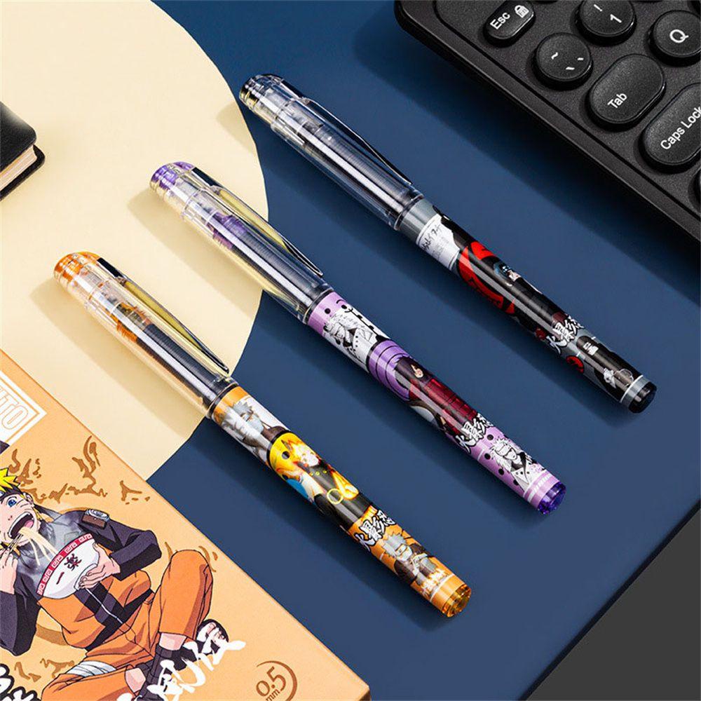 AUGUSTINA Naruto Gel Pen Siswa Kartun Anime Perlengkapan Menulis Hadiah Ulang Tahun Alat Tulis Gambar Anime Signature Gel Pulpen