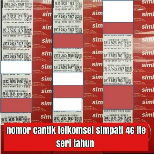 No Cantik Kartu Perdana Simpati Telkomsel seri Tahun Kelahiran Cantik Simpati Kartu simpati