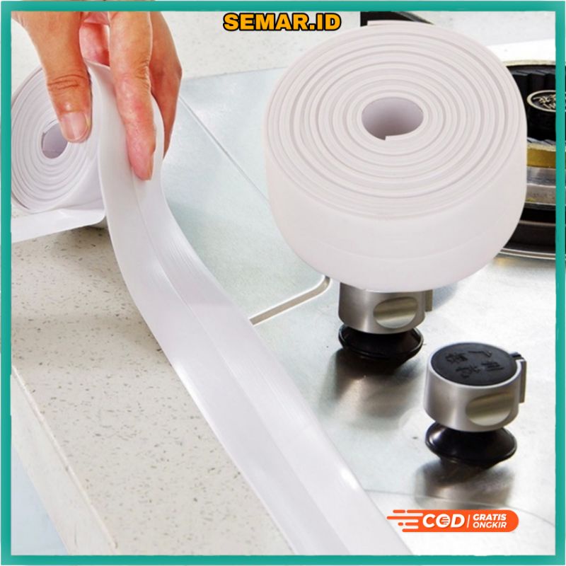 Sticker Adhesive PVC Penyerap Air untuk Wastafel Dapur 3.7CM x 3.2M - CN1222 - White