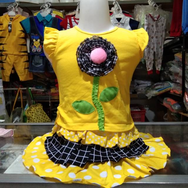 Setelan anak rok Bunga Matahari 3-12 bulan