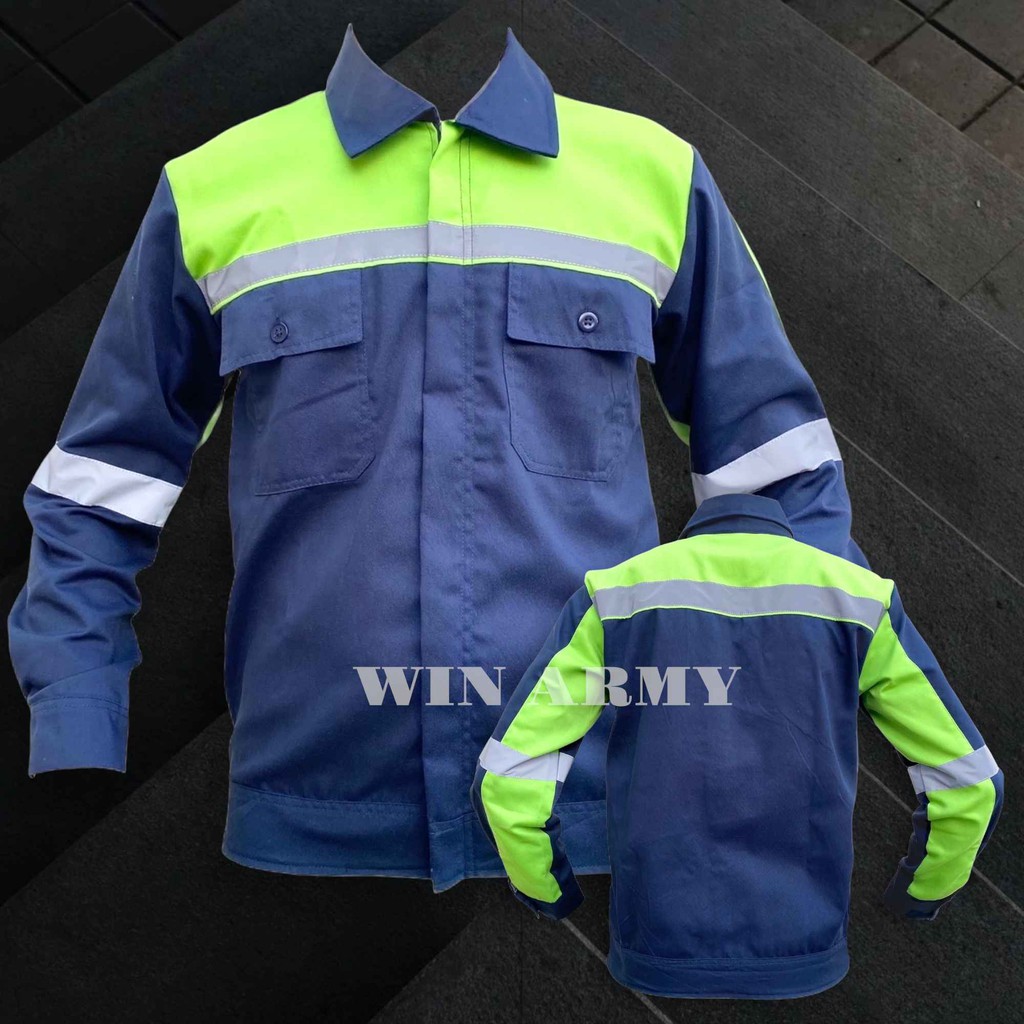 WIN Wearpack Safety Baju Kerja Lengan Panjang Kombinasi Katelpak Kombinasi Kemeja 2 tone