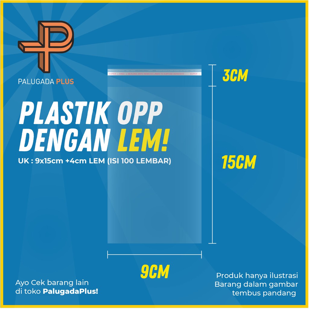 

Plastik OPP LEM Uk 9x15cm+ 3cm(LEM) 1pack/100pcs OPP roti, souvenir, aksesoris