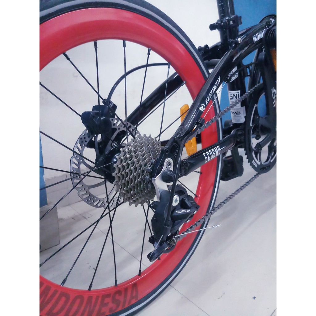 Folding Bike 20 Element Ecosmo 10 speed Damn in Sumpah Pemuda