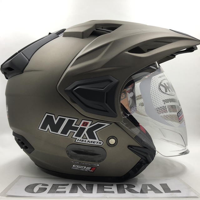 Helm Nhk Predator Crypton Solid Star Grey Doff Abu Dop Double Visor Half Face Shopee Indonesia