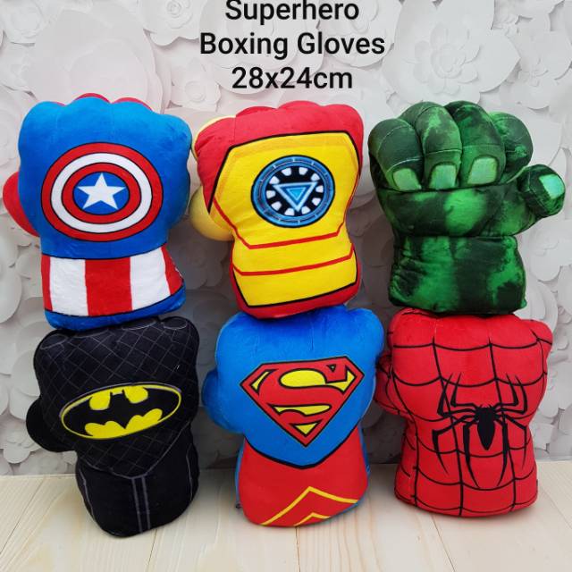 BONEKA SARUNG TINJU BOXING SUPERHERO SERIES HULK / SPIDERMAN / IRON MAN / BATMAN / SUPERMAN 28X24 CM