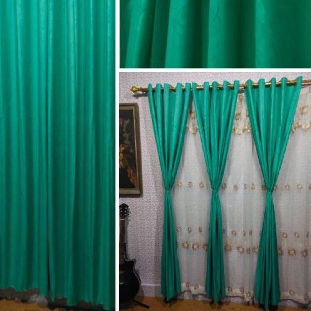 Harga Grosir!! Gorden Pintu Jendela Polos Embos Smokering Ukuran 135 x 220 CM