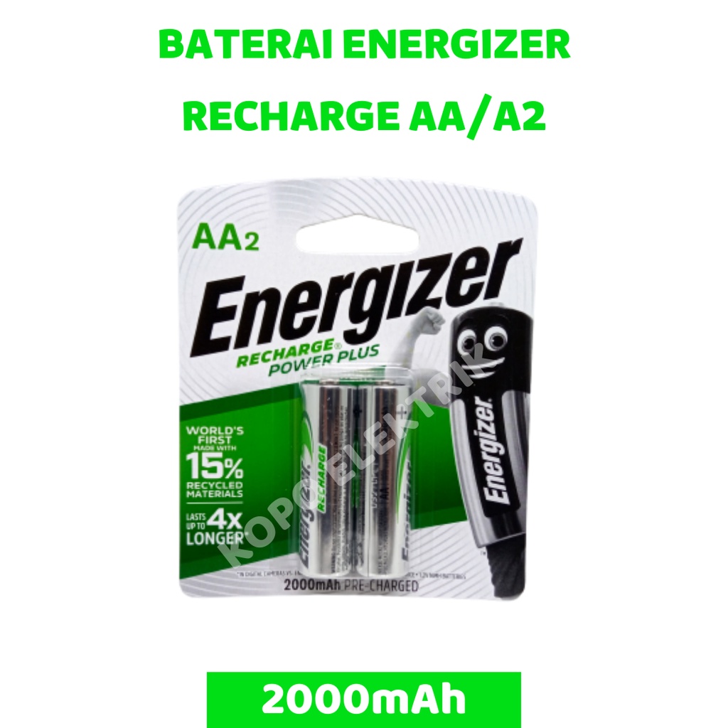 Baterai Energizer Recharge AA 2000mAh 2 Pcs Batre Cas A2 2000 mah ORIGINAL