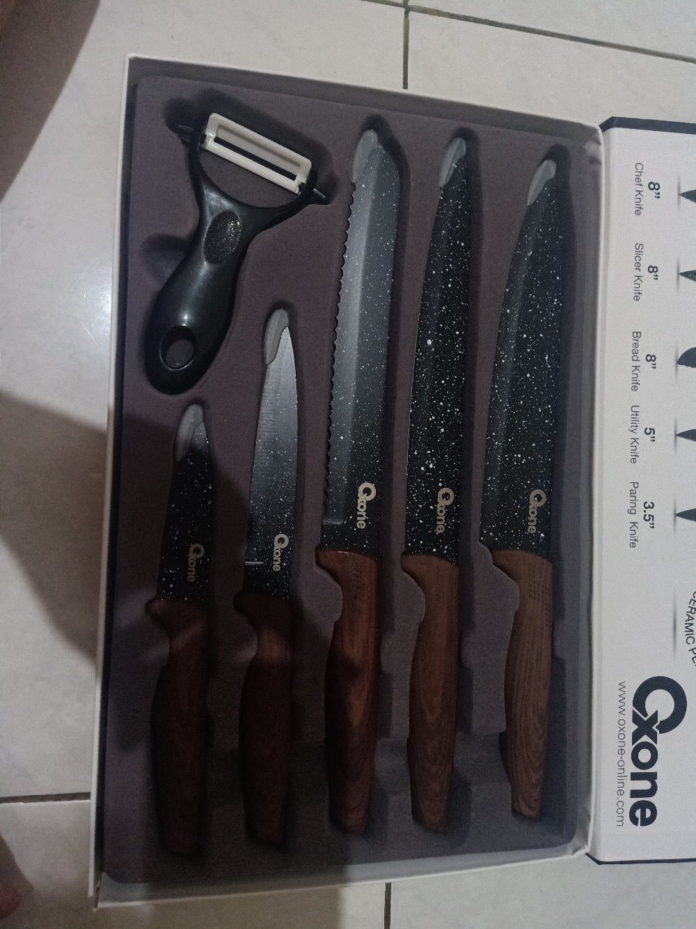 Oxone Pisau Set Marble Ox 605- Oxone Black Marble Knife Set Ox-605 - Pisau Set Oxone