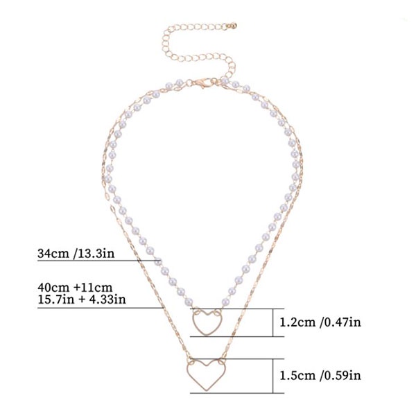 choker hati double layer heart shaped multilayer necklace jka224 (3D2)