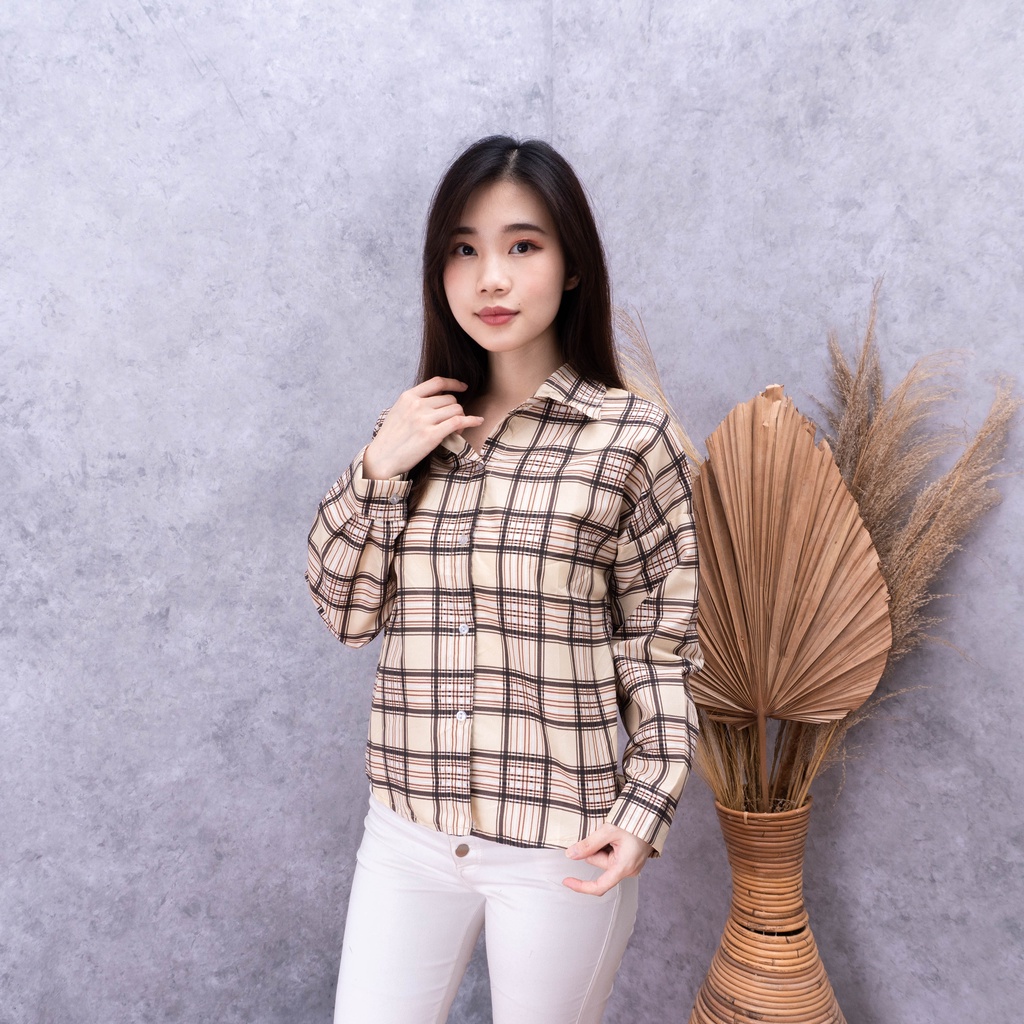 IL - KEMEJA MERYYL FLANEL SHIRT / KEMEJA WANITA OVERSIZED KOTAK FLANEL TARTAN