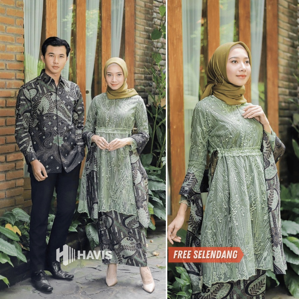 Set Kebaya Mekka - Kebaya Modern Kebaya Couple Tunangan Lamaran Baju Wisuda Batik Brukat Terbaru