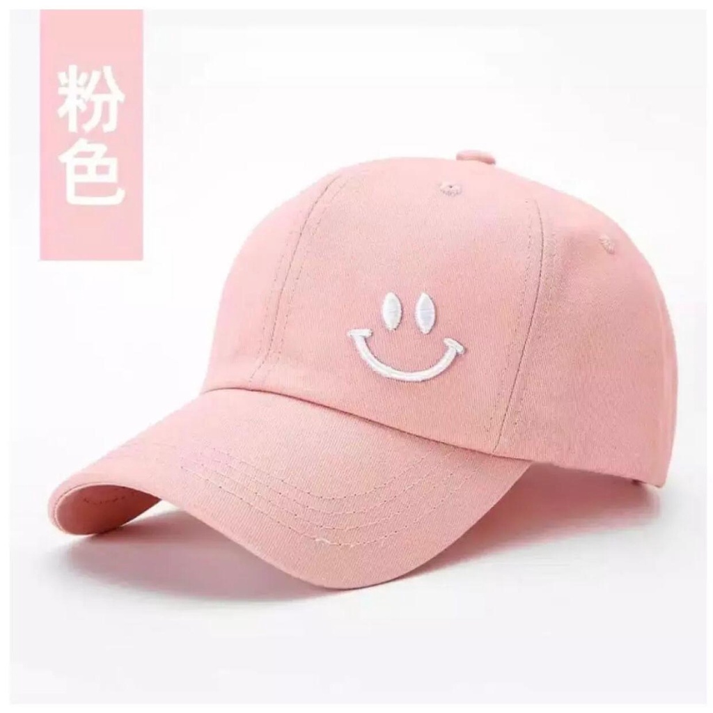 [COD] Korean Style - Topi Distro Baseball Bordir Smile/ Topi Pria Wanita Murah