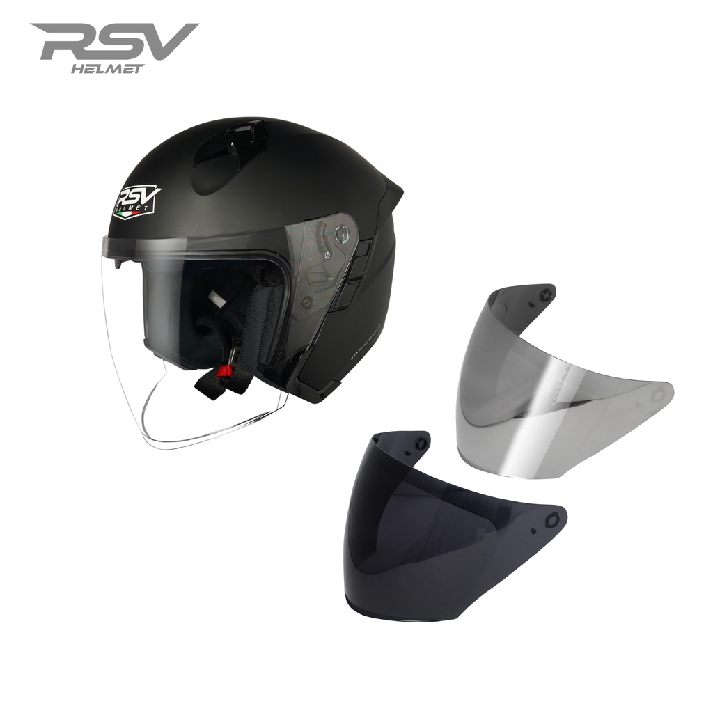 HELM RSV SV300 BLACK DOFF BUNDLING VISOR DARKSMOKE / IRIDIUM SILVER