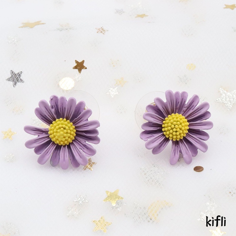 2Pcs Anting,Bunga Daisy Ungu Yang Indah,Hadiah Aksesoris Fashion,Anak Perempuan