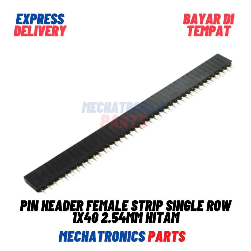 2PCS PIN HEADER FEMALE STRIP SINGLE ROW 1X40 2 54MM BLACK HITAM