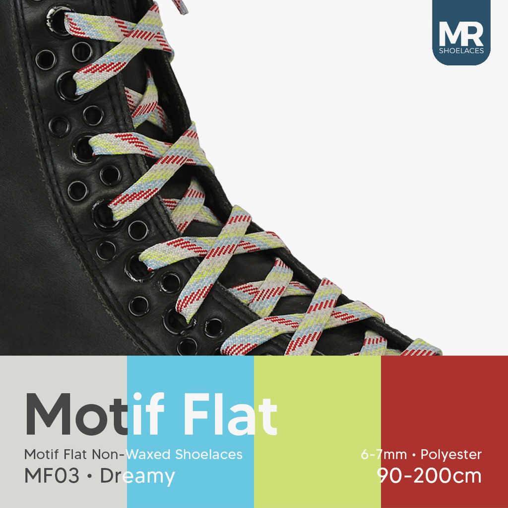 MR Shoelaces MF03 Dreamy Tali Sepatu Motif Flat Gepeng 90-200cm Lebar 6-7mm - Premium Shoelace