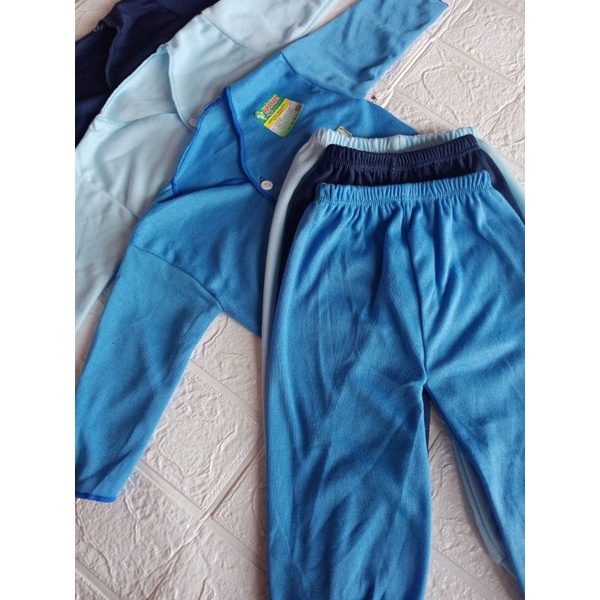 Baju Bayi panjang isi 3 stel motif biru