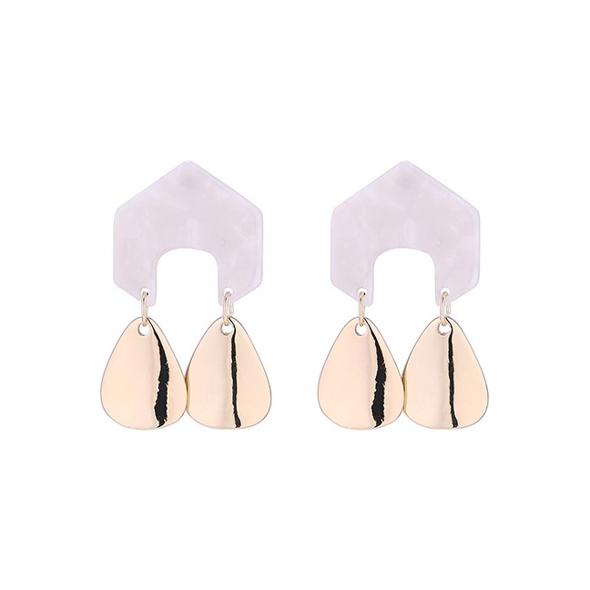 LRC Anting Tusuk Fashion White Geometric Metal Earrings Y6128X