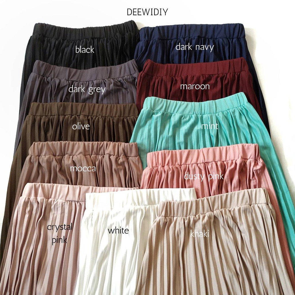 ROK PLISKET PANJANG PAYUNG BAHAN PREMIUM MUAT SAMPAI JUMBO - SIERA UMBRELLA PLEATS SKIRT DEEWIDIY