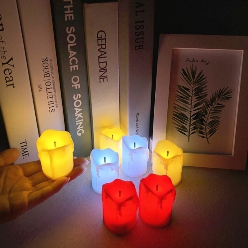 [Ready Stock ]  Creative Home Ivory Color Electronic Candle Light / Flameless Tears LED Battery Powered Tea Light Candle Light / Wedding Christmas Party Decor Lamp Ambient Light