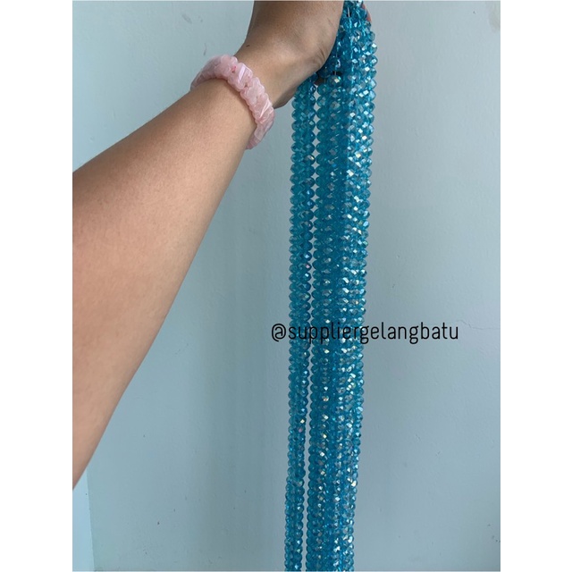 Crystal Ceko 12mm Soft Blue QUARTZ kristal kuarsa biru laut bahan craft bahan kalung gelang anting strap mask kerajinan tangan craft citayam fashion week etink vintage elegan bali manik crystal perhiasan