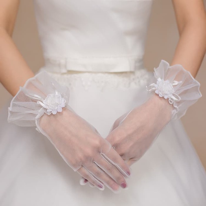 WGL-04 sarung tangan pengantin wanita wedding gloves pesta renda