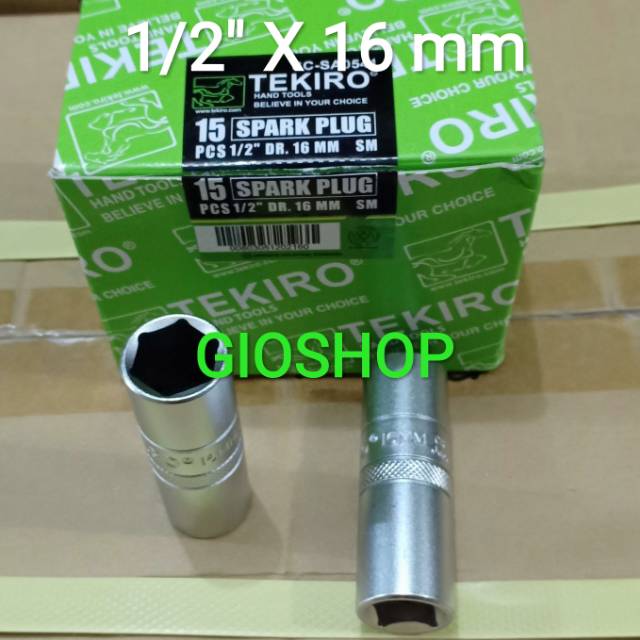 Mata Sock  Busi 16mm 1/2"DR TEKIRO kunci  sock busi 16mm