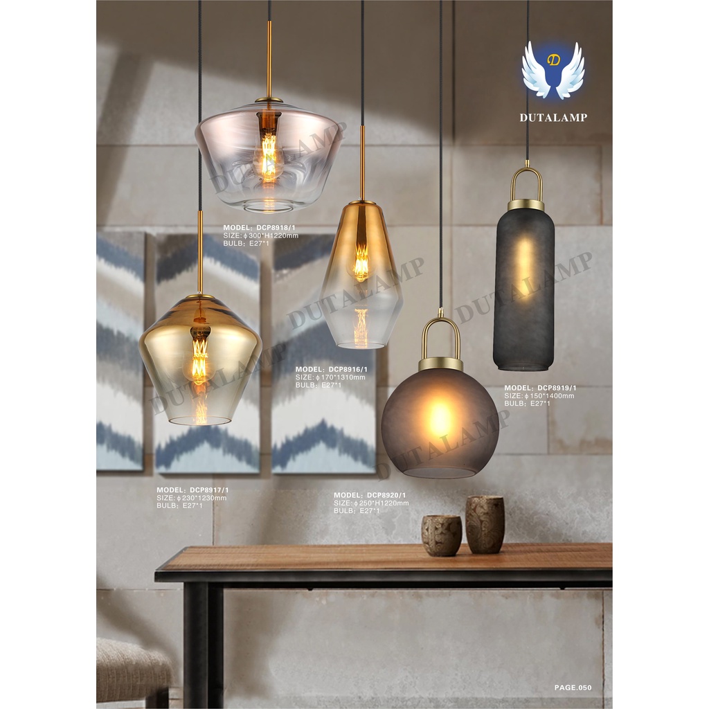 Lampu Gantung Satuan Model Kaca Unik Terbaru Dekorasi Cafe/Rumah 8916