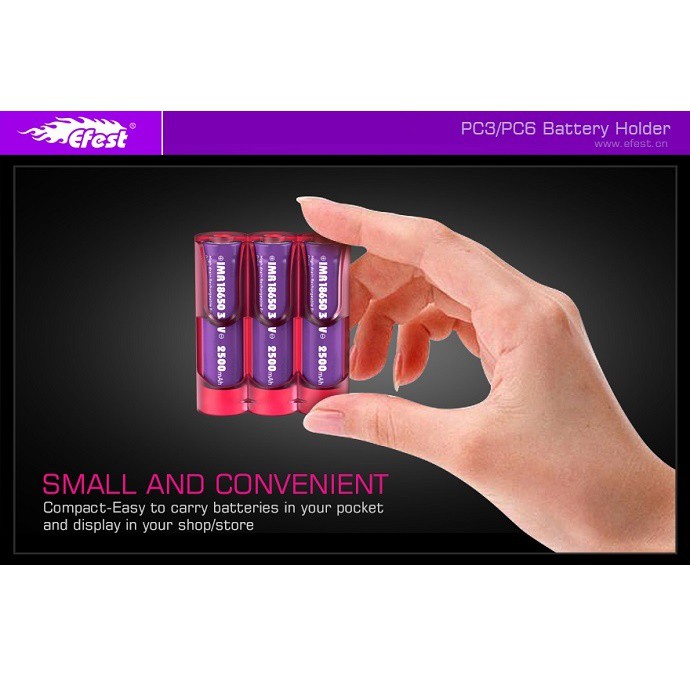BEST SELLER Efest Tempat Baterai 18650 3x Battery Case batre - EFS-PC3-RD