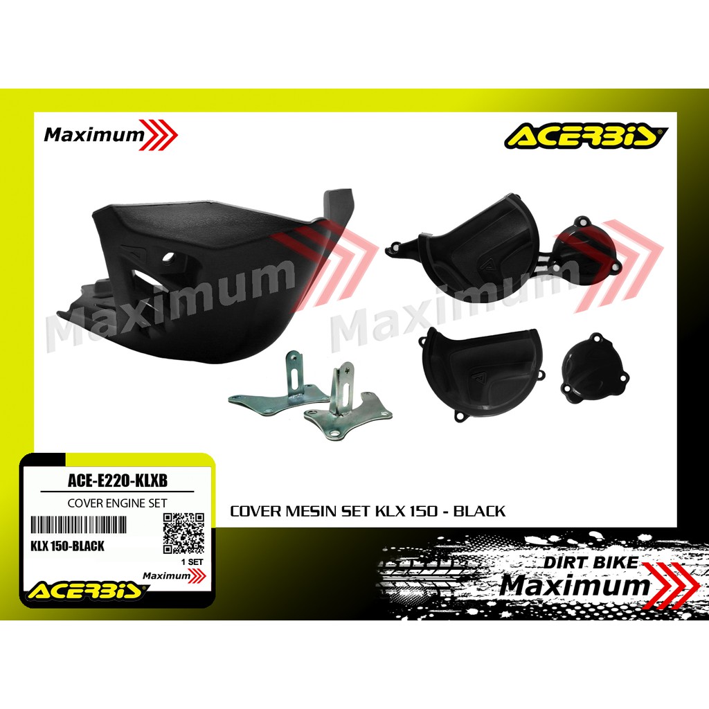 Acerbis Cover engine Hitam/ Tutup pelindung mesin set KLX, D Tracker Hitam