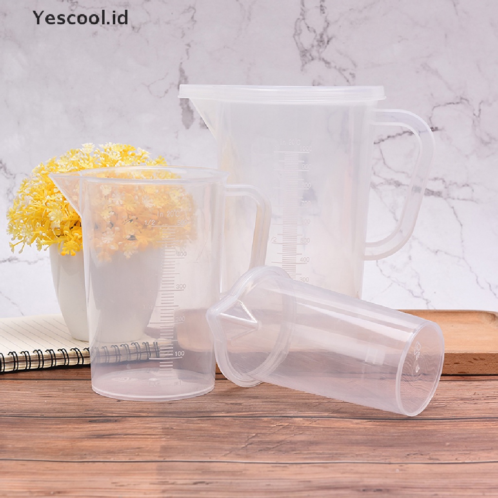 【Yescool】 Plastic Measuring Jug Cup Thick Handle Sealing Cover Kitchen Cooking Supplies .