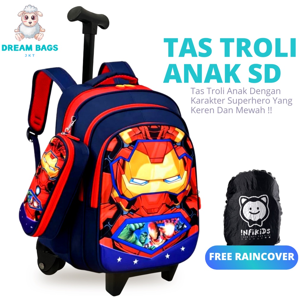 Ransel Troli Anak SD Karakter - Tas Troli Anak Laki Laki Karakter - Tas Troli Anak Laki Laki - Tas Koper Anak