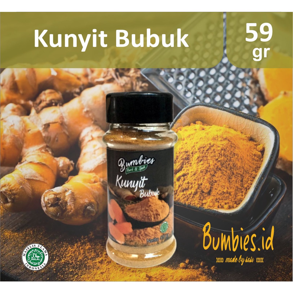 

Kunyit Bubuk 59gram | turmeric powder | Rempah Rempah | Bumbu Instan Botol | Kunir bubuk