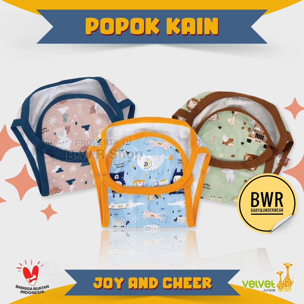 [ 3pc ] Popok Velvet Junior JOY AND CHEER Popok Kain Tali Ikat Bayi Newborn | Bwr