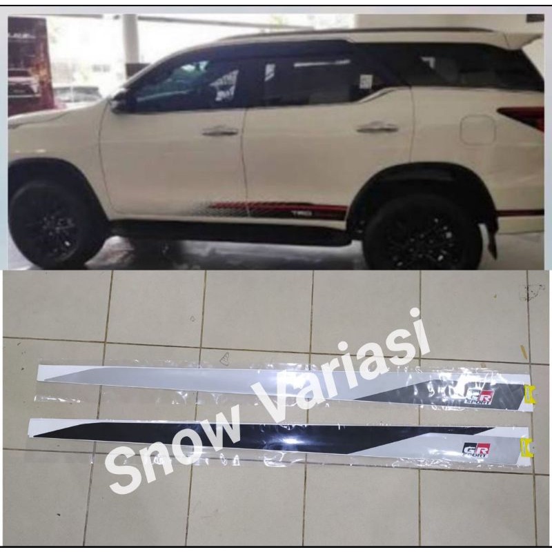 Stiker body samping GR SPORT FORTUNER HITAM SILVER