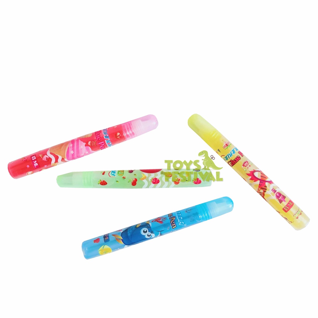 12 pcs (1 lusin) Lem Kertas Cair Water Glue Pen Stik Kemasan Multiwarna Warna Warni