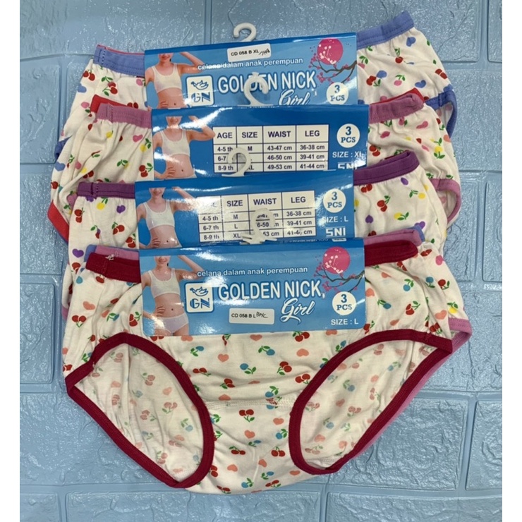 Cd /celana dalam anak GN(golden nick)  isi 3 art CD 058 B B L