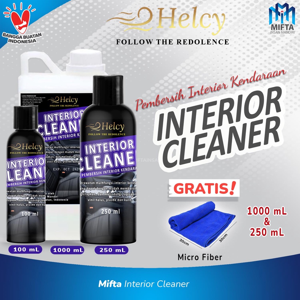 PEMBERSIH INTERIOR KENDARAAN / PEMBERSIH DASBOARD MOBIL HELCY KEMASAN REFILL 1 LITER