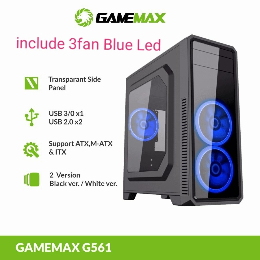 Casing Komputer Gaming Gamemax G561 with 3 fan